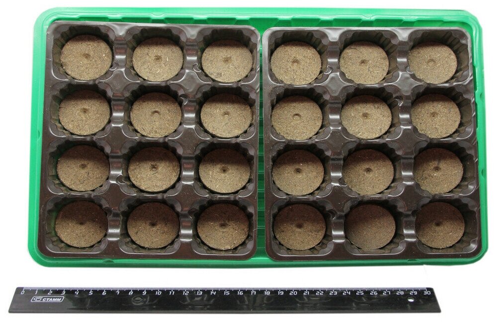 Экоторф Набор для рассады: торфяная таблетка d = 4,1 см (24 шт.), кассета на 24 ячейки по 50 мл, поддон - фотография № 19