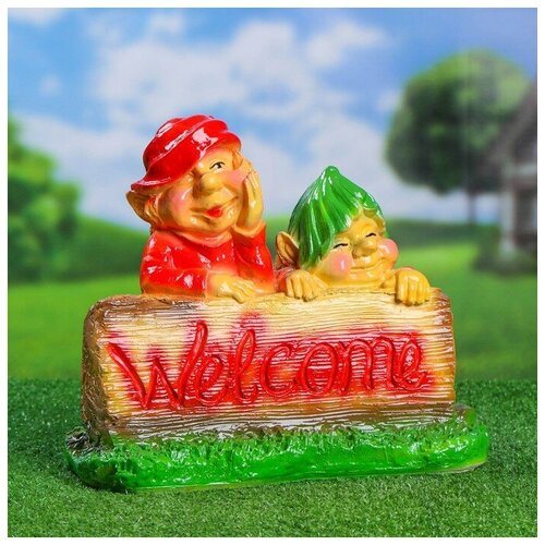 Садовая фигура Тролли на заборе 32х17х30см 1208₽