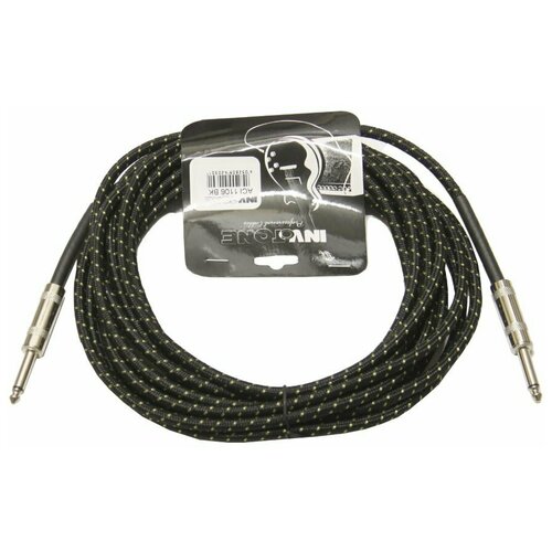 Invotone ACI1106/BK - инструментальный кабель, 6.3 mono Jack-6.3 mono Jack, тряп. изол, дл. 6 м (черный) кабель invotone acm1205s bk jack 6 3 jack 6 3 длина 5 м