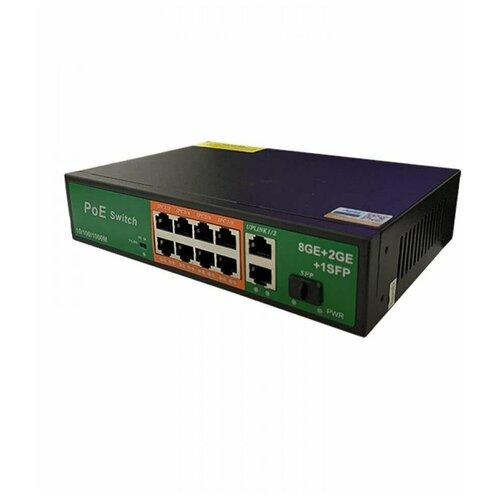 Сетевой коммутатор PoE 8 портов +2 uplink+1SFP 10/100/1000 Мбит/с POE003