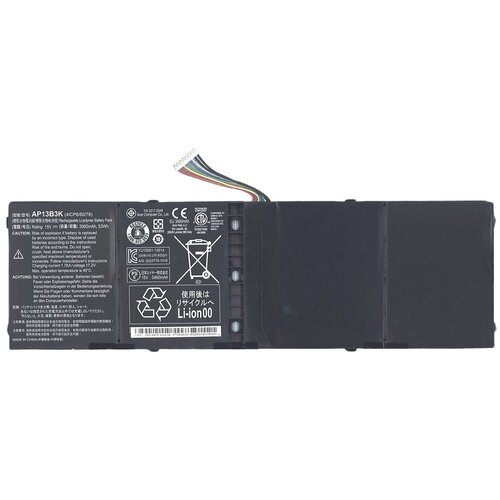 Аккумуляторная батарея для ноутбука Acer Aspire V7-482 (AP13B3K) 15V 3560mAh 53Wh аккумулятор для acer al13b3k ap13b3k ap13b8k