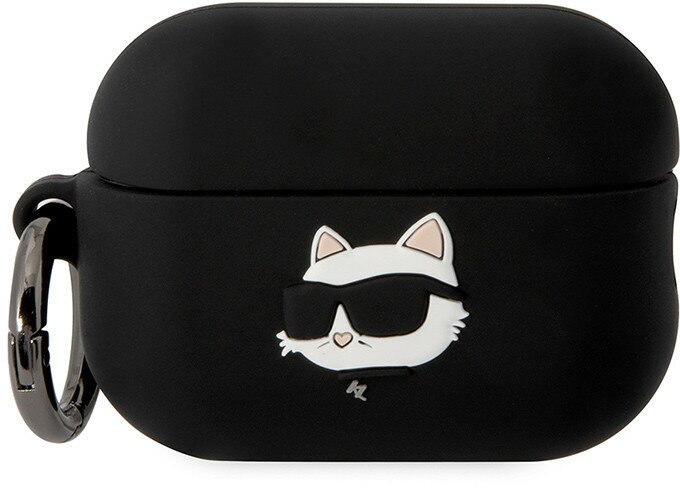 Чехол Karl Lagerfeld силиконовый с кольцом и рисунком кошки NFT 3D Choupette для Airpods Pro 2 (2022), черный