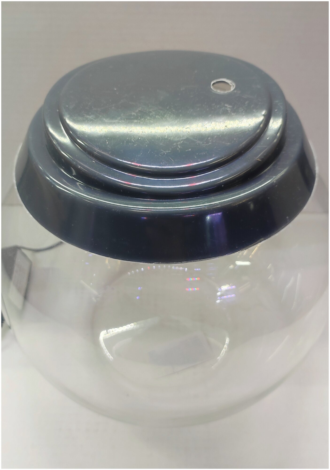 Крышка-светильник для круглого аквариума 10 литров, бокала 5 и 7 литров, диаметр 16 см, серая - фотография № 3