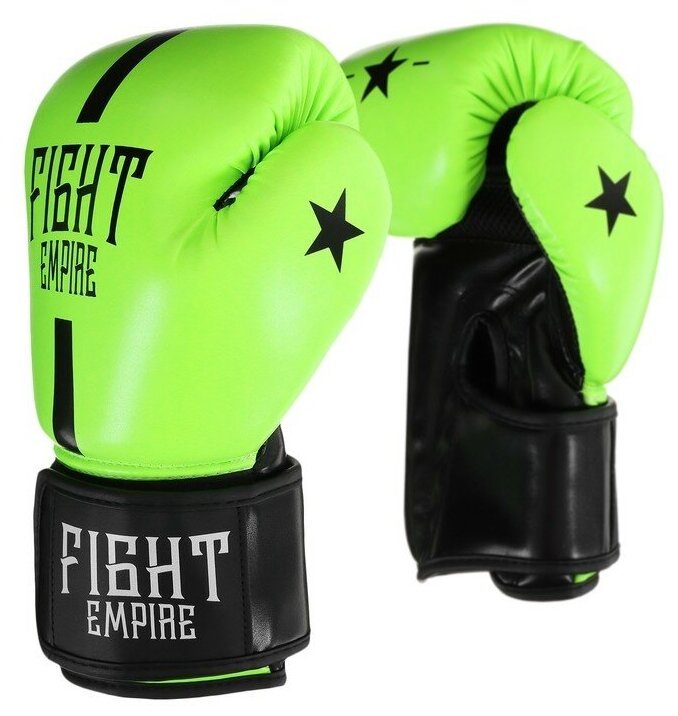 FIGHT EMPIRE Перчатки боксёрские FIGHT EMPIRE, 14 унций, цвет салатовый