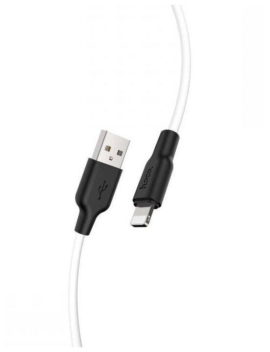 Кабель USB HOCO X21 Plus Silicone для Lightning, 2.4 A, длина 1.0 м, белый