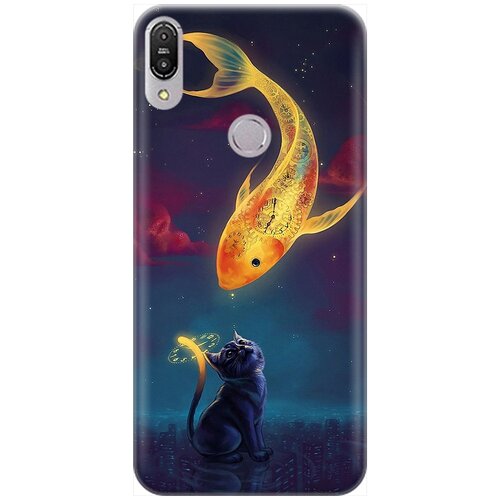 фото Re:pa накладка transparent для asus zenfone max pro m1 (zb602kl) с принтом "кот и рыбка"