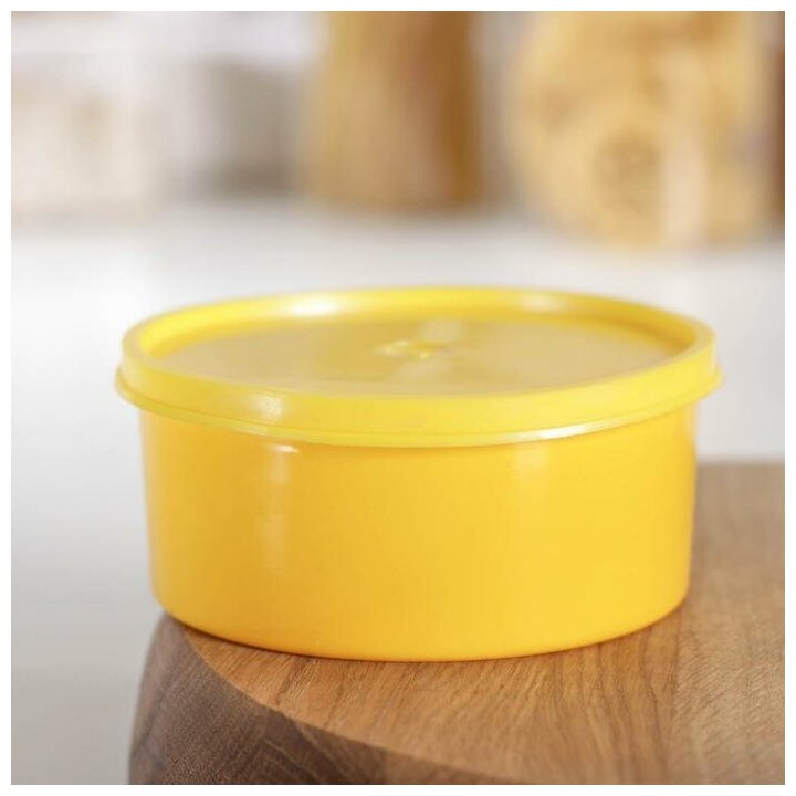 Контейнер пищевой 450 мл с герметичной крышкой, цвет жёлтый - фотография № 2