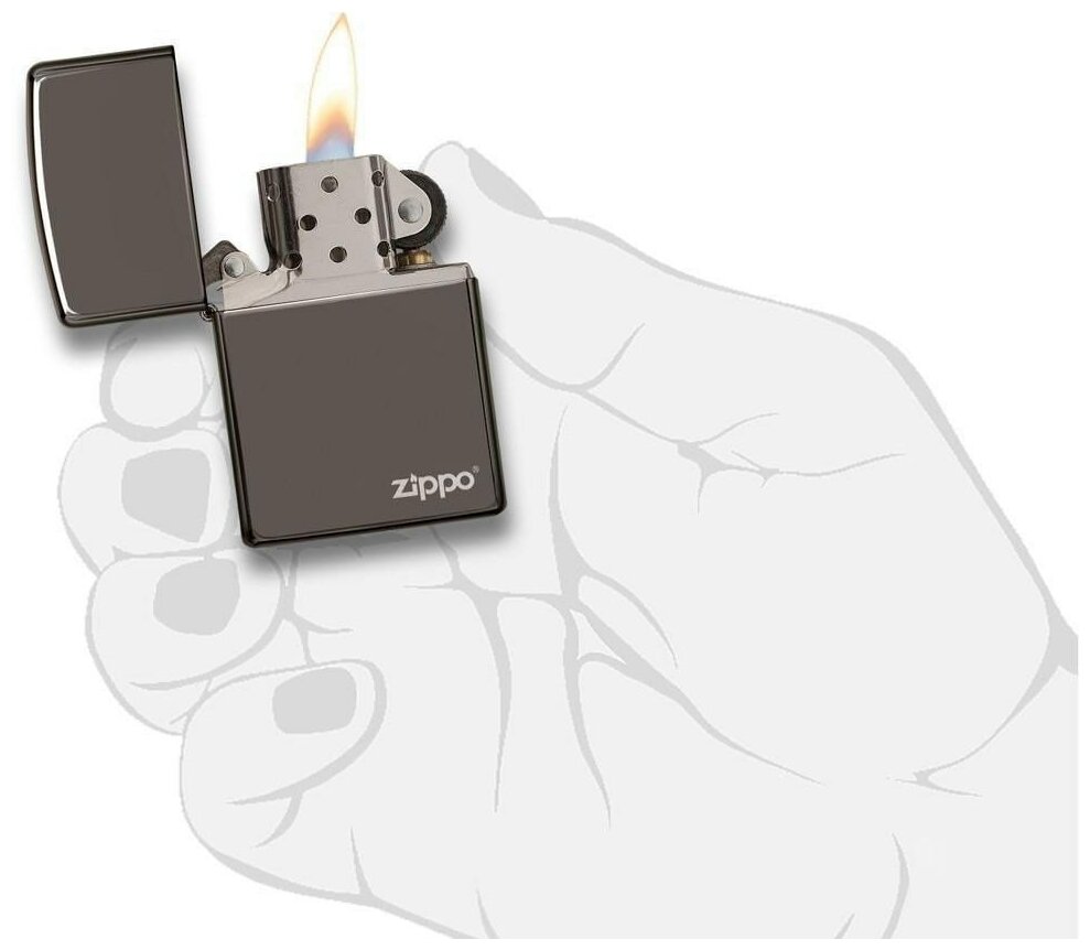 Зажигалка ZIPPO Classic с покрытием Black Ice®, латунь/сталь, чёрная, глянцевая, 38x13x57 мм - фотография № 5