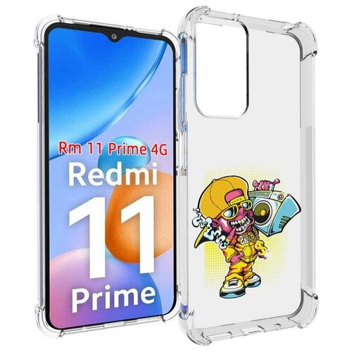 Чехол MyPads нарисованный парень с колонкой для Xiaomi Redmi 11 Prime 4G задняя-панель-накладка-бампер чехол задняя панель накладка бампер mypads нарисованный парень с колонкой для xiaomi redmi note 9 redmi 10x 4g противоударный