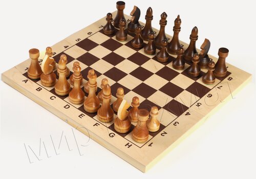 Изображение товара Шахматы гроссмейстерские, деревянные с подклейкой фетром, с деревянной доской 420х210 мм, клетка 45 мм, 02-16П