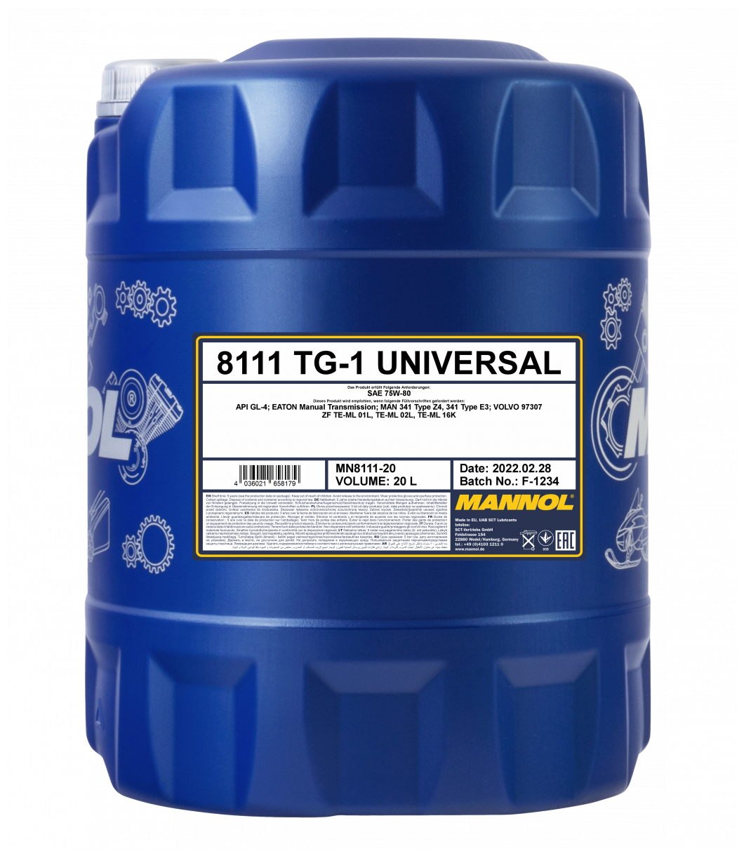 8111-20 MANNOL TG-1 UNIVERSAL 75W-80 Синтетическое трансмиссионное масло 75W80 20л MANNOL / арт. MN811120 - (1 шт)