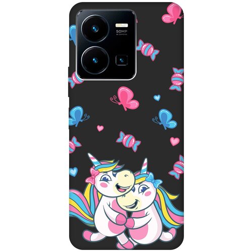 Матовый чехол Unicorns and Candies для Vivo Y35 / Виво У35 с 3D эффектом черный матовый чехол cat and mouse для vivo y35 виво у35 с 3d эффектом черный