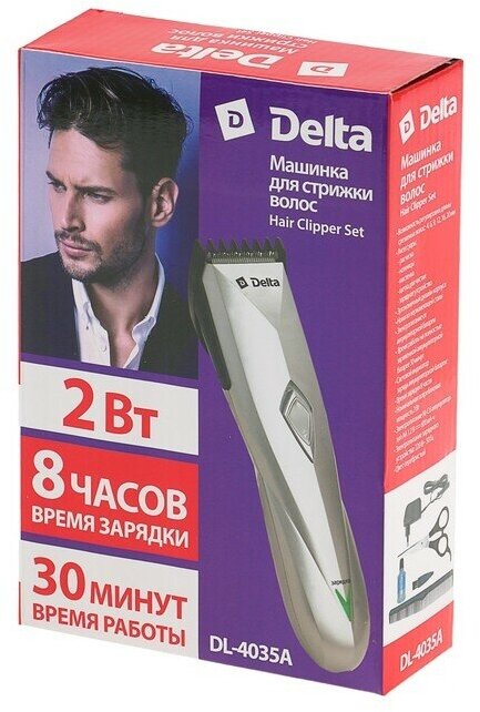 Машинка для стрижки DELTA DL-4035A серебро, 2Вт - фотография № 13