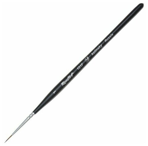 Кисть Колонок круглая серия 101F № 1, ручка короткая фигурная чёрная матовая, белая обойма