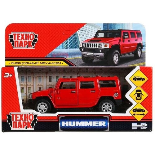 Машина металл HUMMER "hummer h2", дл12см, откр дв, багаж, инерц, красный, в кор Технопарк