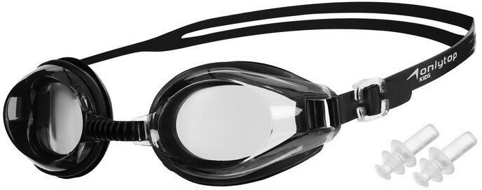 Очки для плавания ONLYTOP, беруши, цвет чёрный