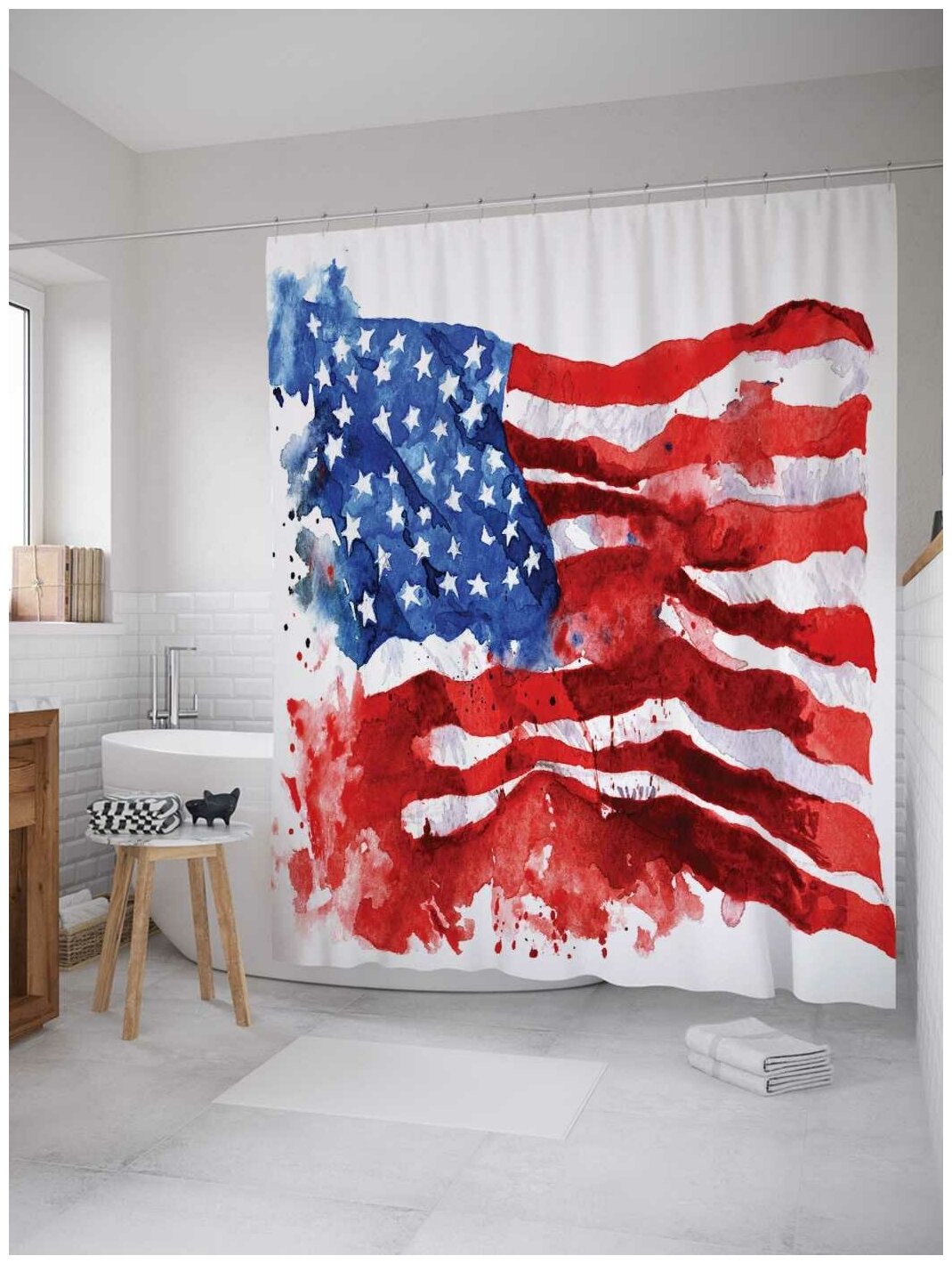 Штора для ванной JoyArty Размытый флаг Америки 180x200 180х200 см