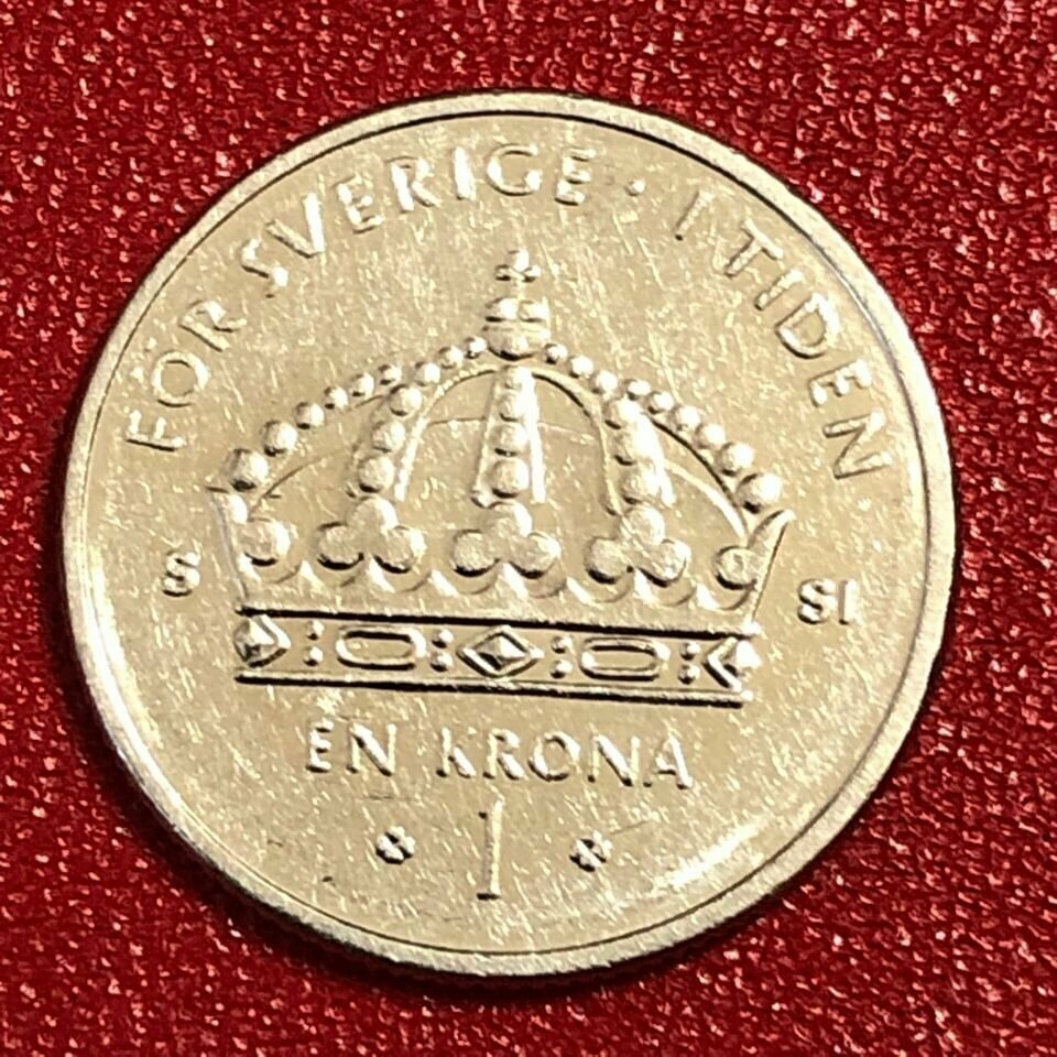 Монета Швеция 1 Крона 2008 год #4-5