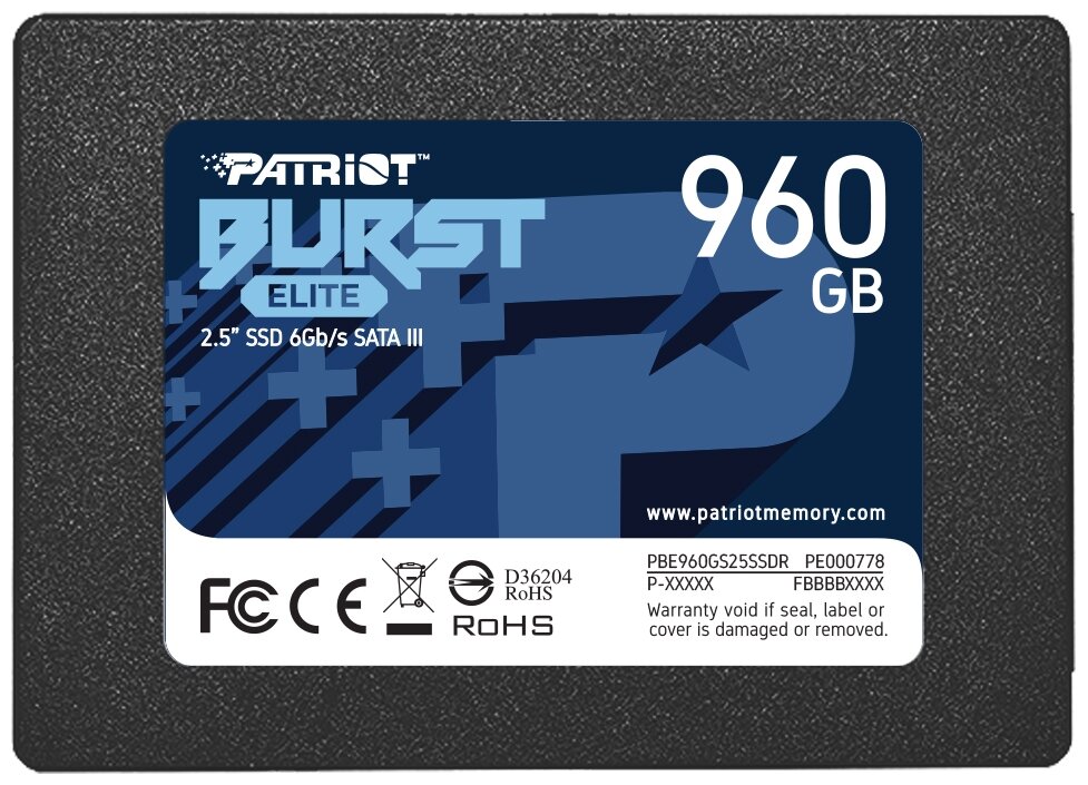 SSD накопитель PATRIOT Burst Elite 960ГБ, 2.5", SATA III - фото №1