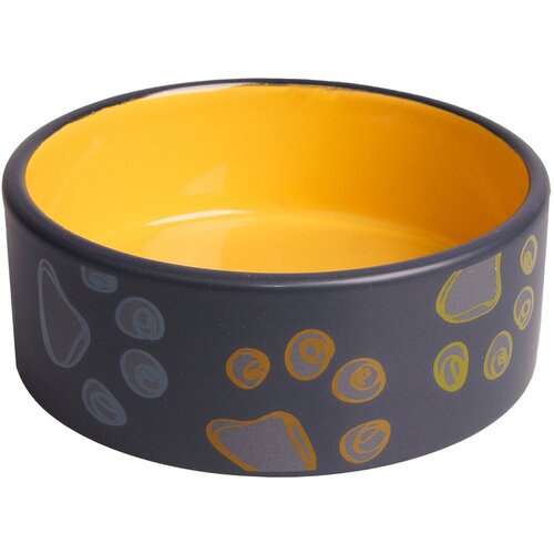 mr kranch миска для собак и кошек клубничка керамическая 250 мл Миска для собак Mr.Kranch черно-желтая керамическая (420 мл)