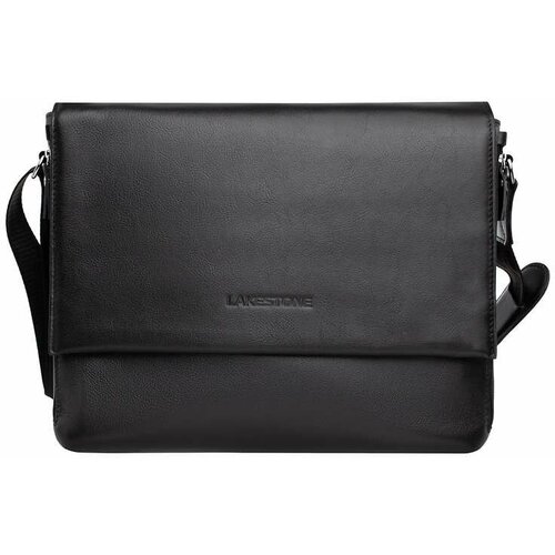фото Сумка кросс-боди lakestone классическая, натуральная кожа, вмещает а4, черный