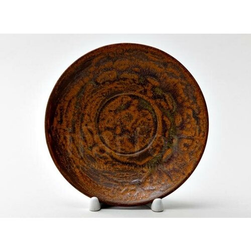 Блюдце чайное Тыквенный рельеф коричневый