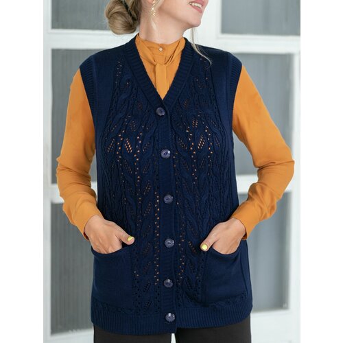 Жилет  Rovental, средняя длина, повседневный стиль, силуэт полуприлегающий, размер 58, синий