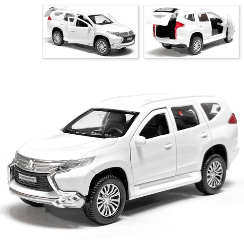 Машина Mitsubishi Pajero Sport, инерционная, белая, Технопарк, 12 см