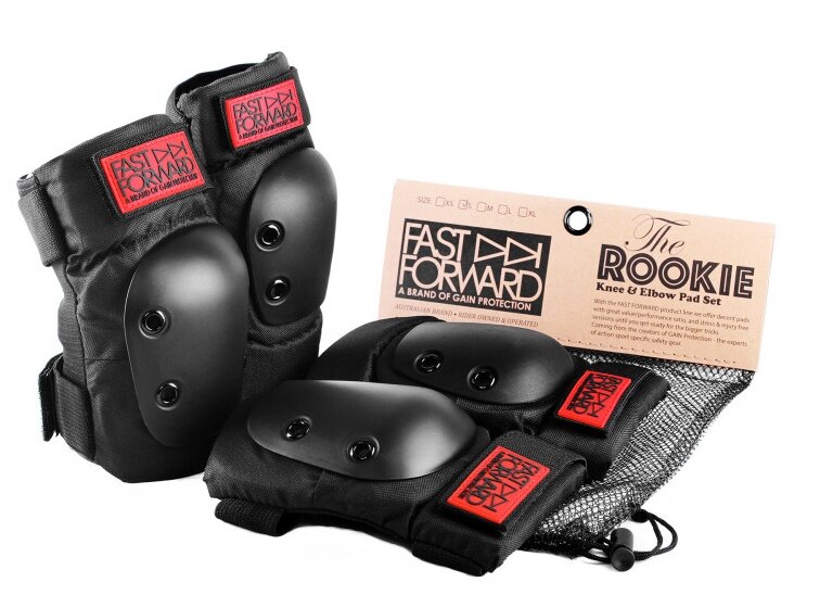 Защита 03-100681 комплект на колени и локти FAST FORWARD ROOKIE размер S (22-28, 26-32см) черная GAIN