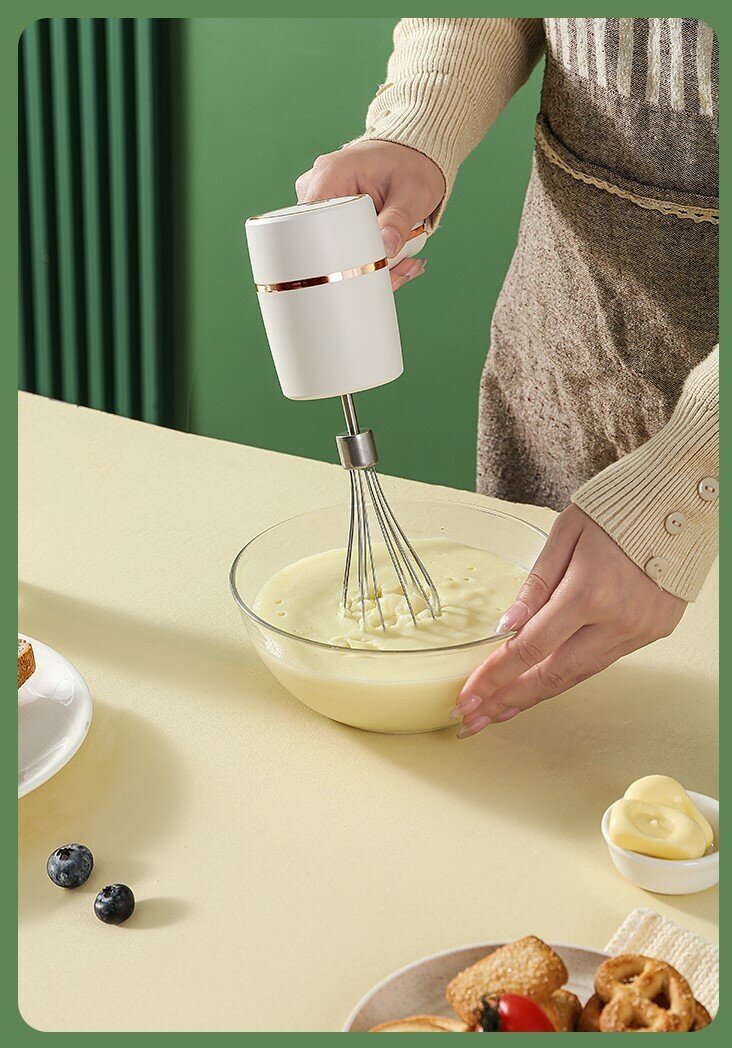 Беспроводной портативный ручной миксер для кухни и смешивания красок белый - фотография № 6