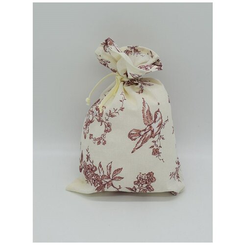 Мешочек хозяйственный 20х30 / райский сад красный / из льна и хлопка