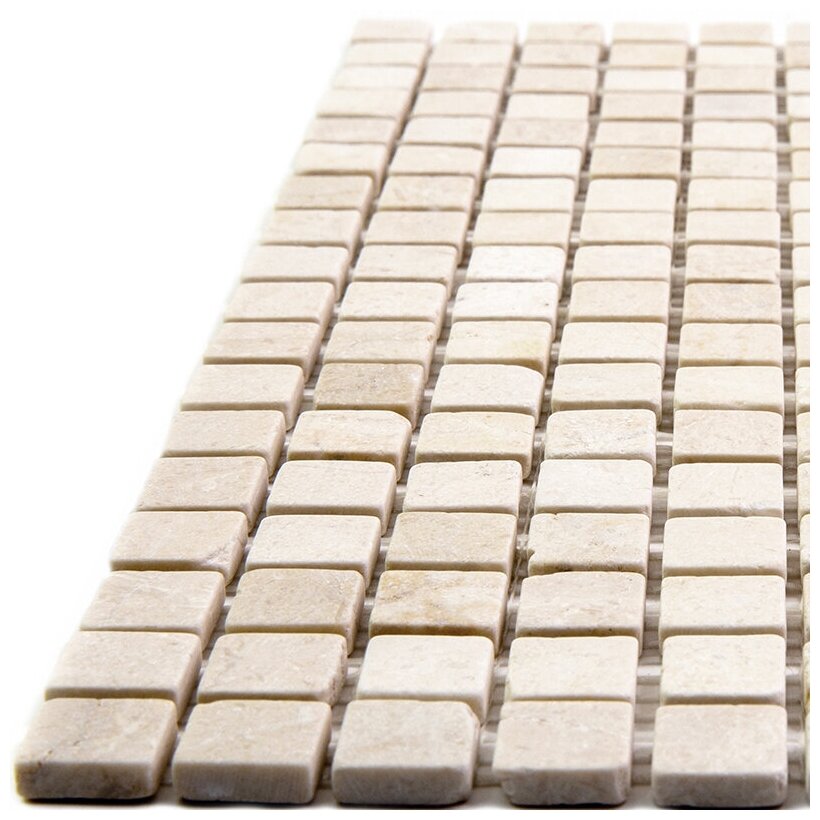 Мозаика из мрамора Natural Mosaic 4M025-15T-(Crema-Marfil) 4 мм бежевый светлый квадрат матовый - фотография № 3