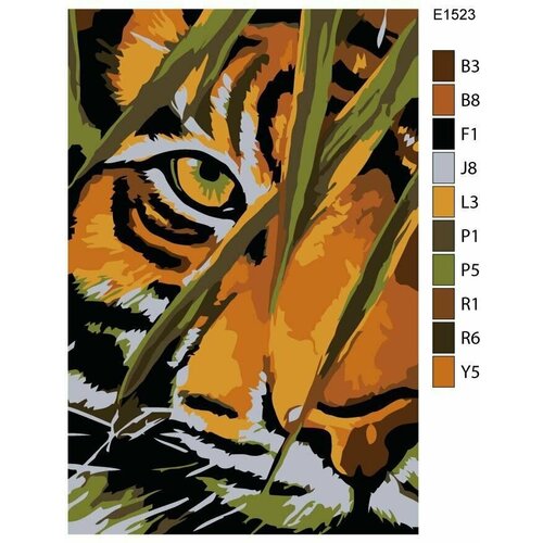 Детская картина по номерам E1523 Желтый глаз тигра 20x30