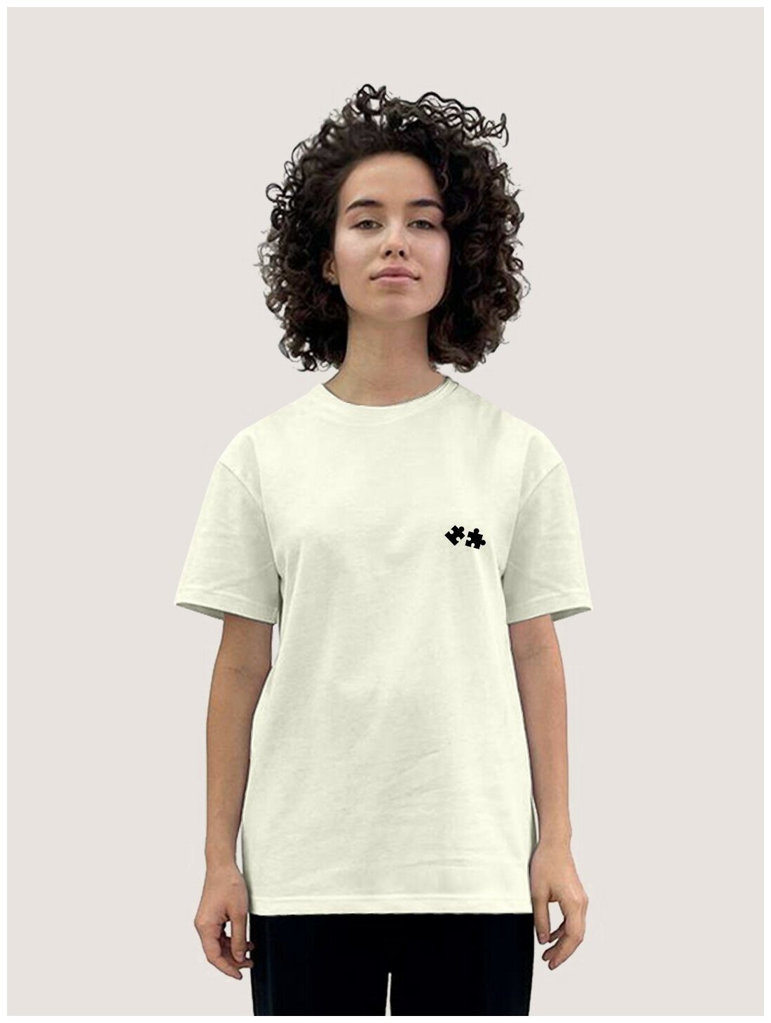 Футболка женская молочный оттенок minimal trend (пазлы минимализм) - 1179 TTP