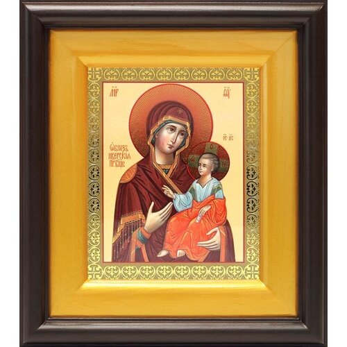 Иверская икона Божией Матери, широкий деревянный киот 16,5*18,5 см