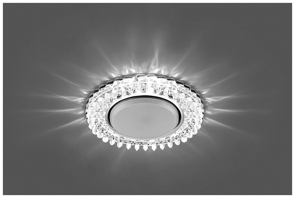 Светильник для натяжных потолков встраиваемый с белой LED подсветкой Feron CD4027 GX53 прозрачный, 29541