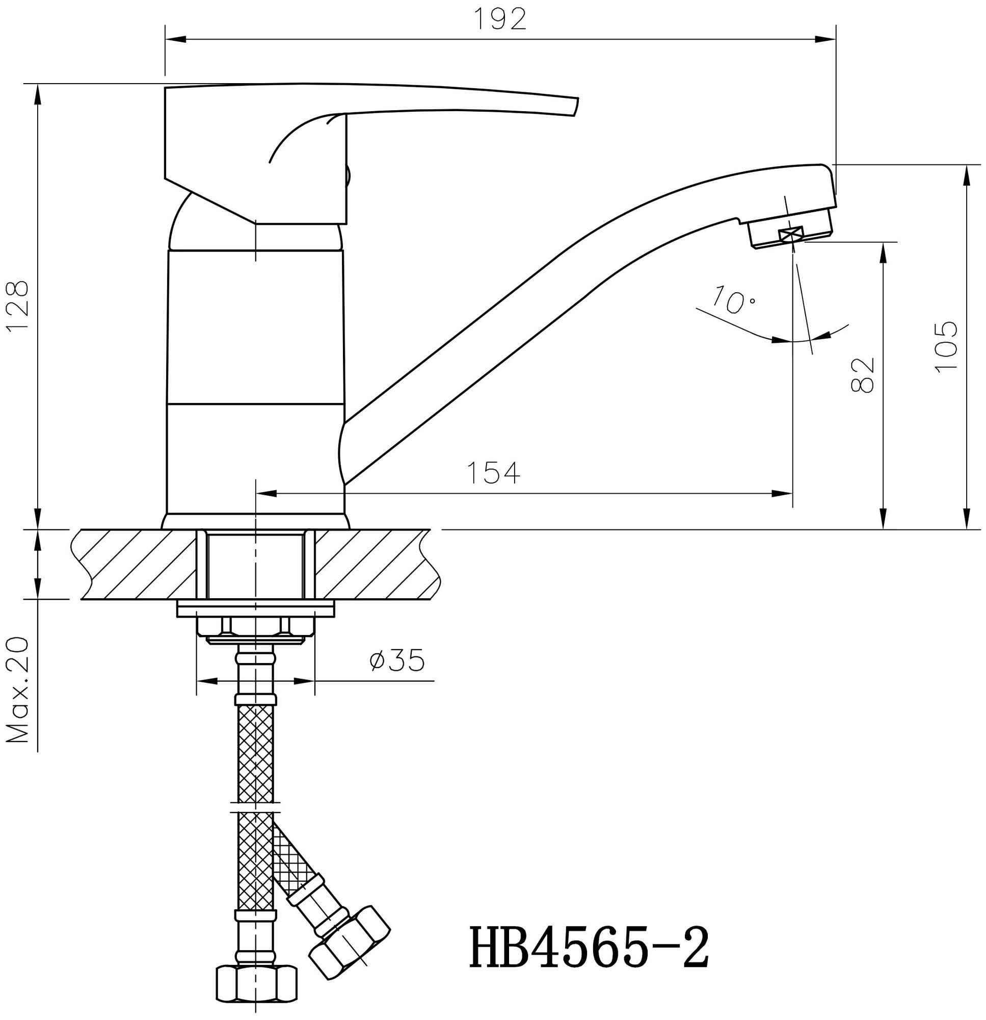 Смеситель однорычажный для раковины с подвижным изливом HAIBA HB4563 Хром - фотография № 2