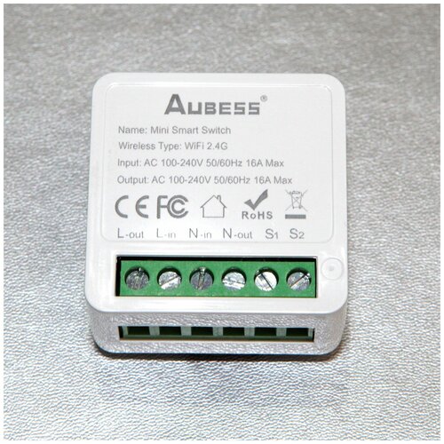 Умное реле Aubess 16 А, Wi-Fi работает с Алисой мини выключатель реле умный с поддержкой wi fi 16 а