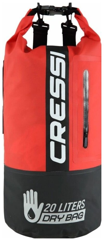 Гермомешок CRESSI с карманом на молнии PREMIUM BACK PACK 20 литров черный/красный