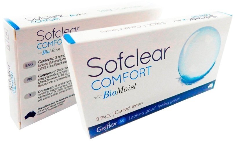 Контактные линзы Gelflex Sofclear Comfort with Bio Moist 3 шт, 1 мес, R 8.6, D -6,50