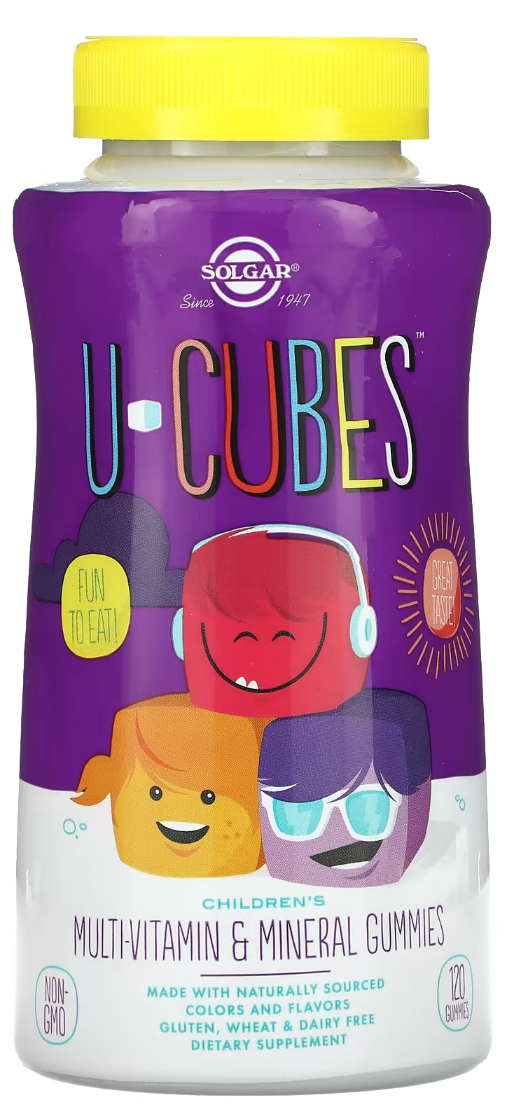 U-Cubes children's multi-vitamin & mineral, 120 шт., вишня