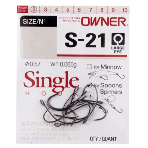 Крючки для блесен OWNER 51572 Single Hook S-21 BC #06 (10 шт/уп)