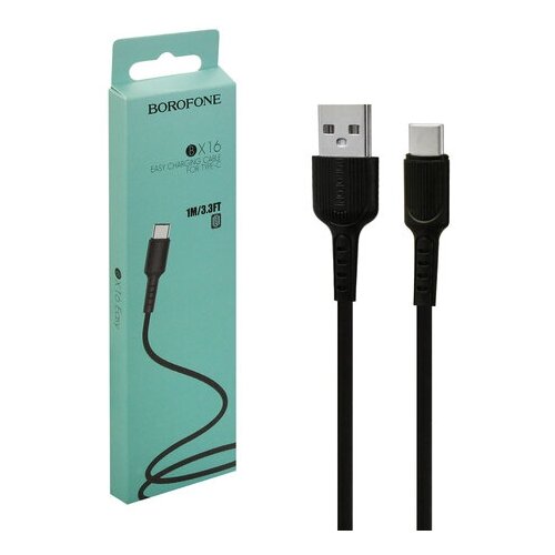 Кабель USB Type-C BX16 1M Borofone черный borofone кабель type c usb 1 0m borofone bx90 cyber black 6974443389630 3a