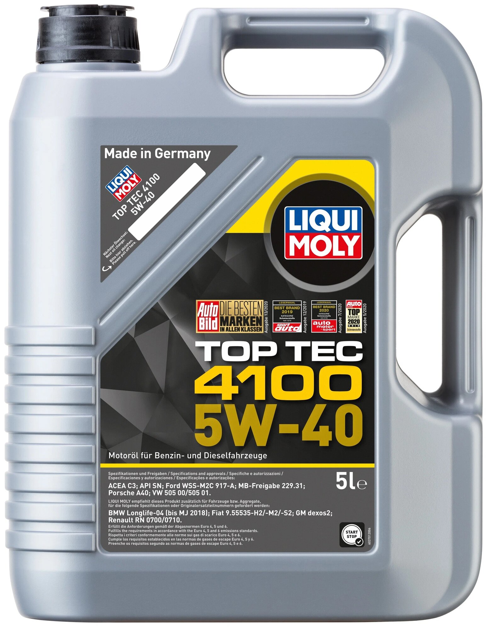 HC-синтетическое моторное масло LIQUI MOLY Top Tec 4100 5W-40