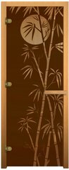 Дверь стеклянная Бронза "бамбук" 1900х700мм (8мм, 3 петли 710 CR хром, коробка осина)