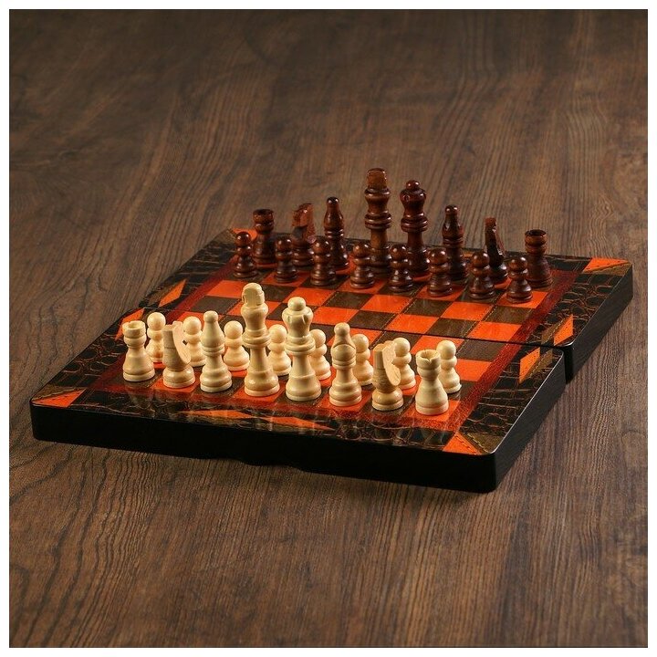 Набор 3 в 1 "Ламиран": шахматы, шашки, нарды, 30 х 30 см