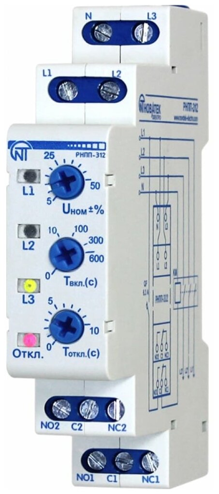 НовАтек-Электро Реле напряжения, перекоса и последовательности фаз РНПП-312 3425600312
