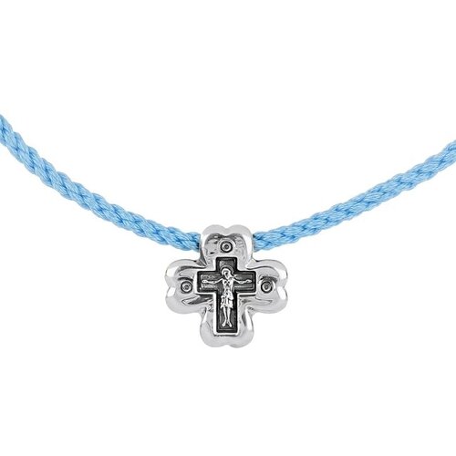 Крестик Яхонт, серебро, 925 проба, длина 40 см., голубой