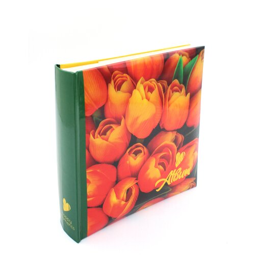 Фотоальбом MIRA с книжным переплетом, бумажными листами и местом для записи на 200 фото 10х15 см, серия FMA тип 200BBM цвет 208, желтые тюльпаны