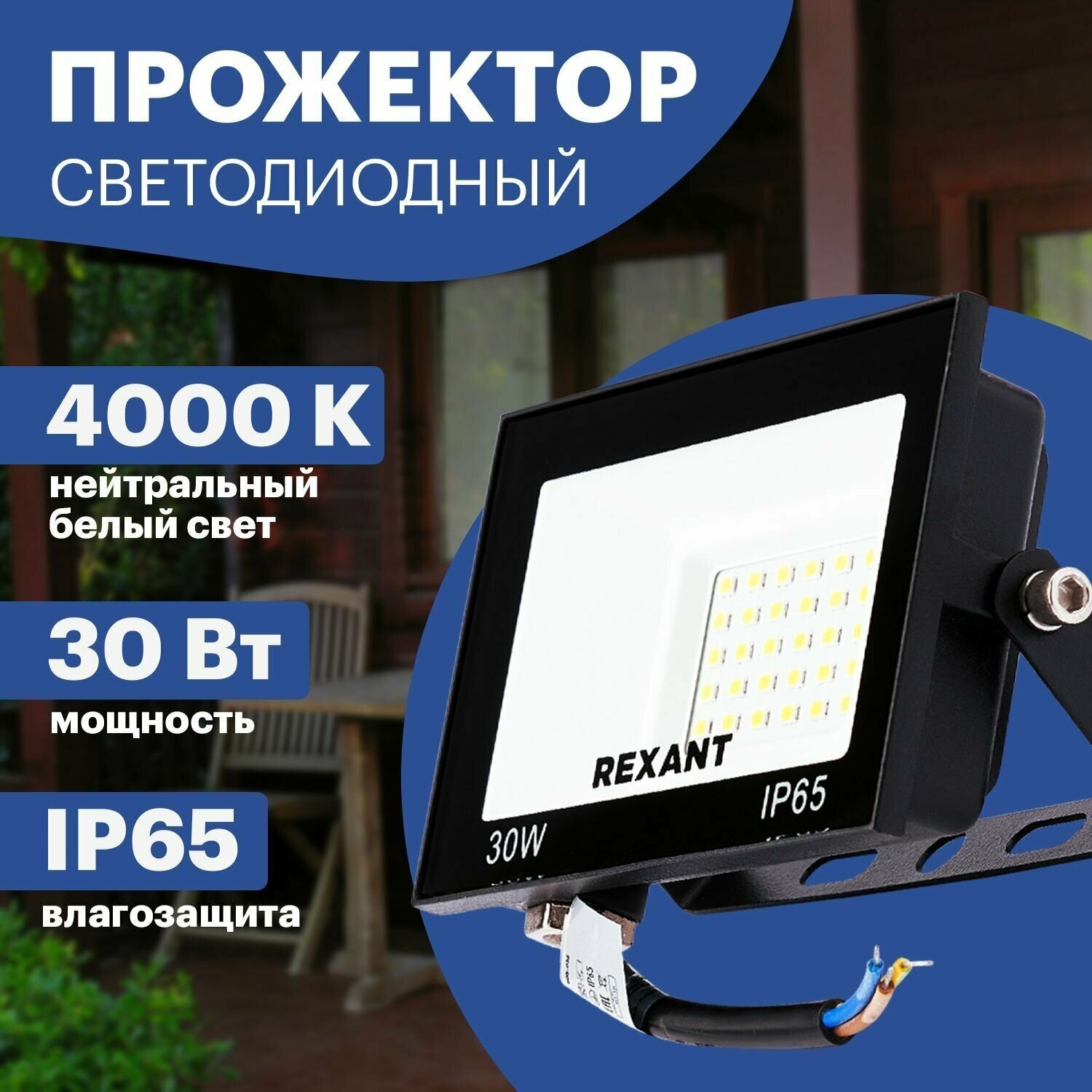 Прожектор светодиодный уличный REXANT 30 Вт